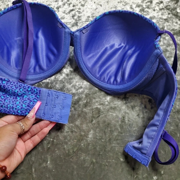 Hanes Purple/Blue Leopard Print Bra - Picture 2 of 5
